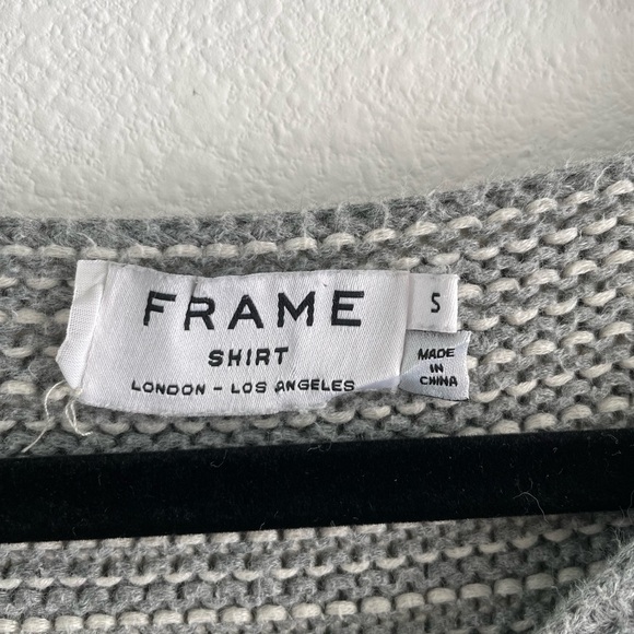 Frame gray & white striped scoop neck split sleeve cotton sweater | S - Picture 3 of 13